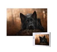 Pastor Alemán Negro Bokeh Otoño Alemán, Rompecabezas de 1000 Piezas, Rompecabezas de Madera, Juguete Familiar, decoración de Pared para Adultos y Adolescentes