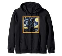 Pastor Alemán Negro Noche Estrellada Sudadera con Capucha