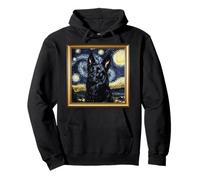 Pastor Alemán Negro Noche Estrellada Sudadera con Capucha
