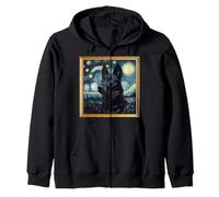 Pastor Alemán Negro Noche Estrellada Sudadera con Capucha
