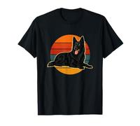 Pastor alemán negro retro atardecer perro arte Camiseta