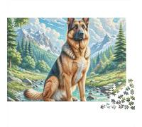 Pastor Alemán Paisaje de Montaña Puzzle de 1000 Piezas Puzzle para Adultos Relajación Enfoque Decoración Regalo 52x38cm/1000pcs