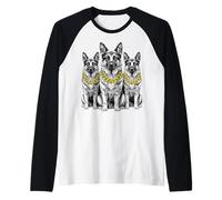 Pastor Alemán Perro Rap Old School Retro Streetwear 80s 90s Camiseta Manga Raglan