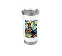 Pastor alemán Perros japoneses Van Gogh Pastor alemán Vaso térmico de acero inoxidable de doble pared