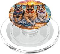 Pastor Alemán Playa Divertido Verano Cachorro Amante Tropical Atardecer PopSockets PopGrip para MagSafe