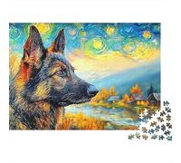Pastor alemán Puzzle 1000 Piezas Y Niños +14 Años Perfil Perro Starry Impossible Rompecabezas Juego Familiar Pasatiempo Creativo, Regalo 38x26cm/1000pcs