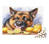 Pastor Alemán Puzzle de 1000 Piezas Papel para Adultos Bodegón de Limones Juego de Puzzle 1000 Piezas Diversión Animal Relajante Hogar 38x26cm/1000pcs