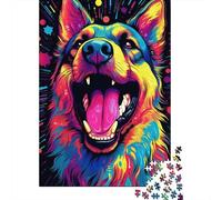 Pastor Alemán Puzzle de 1000 Piezas Papel para Adultos Estilo Arte Colorido Puzzle para Adultos Relajación Decoración Hogar Regalo Familiar 70x50cm/1000pcs