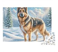 Pastor Alemán Puzzle de 1000 Piezas Puzzle para Adultos Bosque Nevado Papel Relajante Familiar 70x50cm/1000pcs