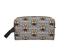Pastor Alemán Rayas Negras con Gafas, Bolsa de Maquillaje Bolsa de cosméticos Bolsa de artículos de tocador de Viaje portátil Organizador de Bolsa de Maquillaje