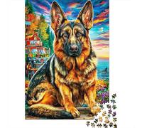 Pastor alemán Rompecabezas 1000 Pieza, Puzzle Difícilpara Adultos, Puzzle DIY para Juegos Familiares Rompecabezas 38x26cm/1000pcs