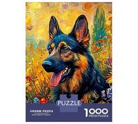 Pastor alemán Rompecabezas GSD Arte Vivo 3 Capas Cartón 1000 Piezas, Entrenamiento Cerebral, Alivio Estrés, Decoración Pared, Regalo Descanso Oficina 70x50cm/1000pcs
