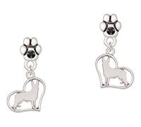 Pastor alemán Silueta corazón - pendientes de huella de cristal