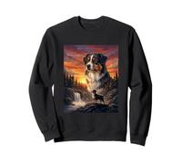 Pastor Australiano Amante de Perros Vintage Atardecer Bosque Arte Sudadera