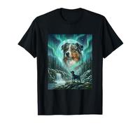 Pastor Australiano Aurora Borealis Northern Lights Dog Camiseta