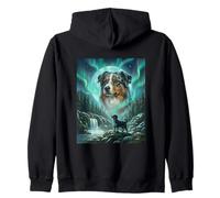Pastor Australiano Aurora Borealis Northern Lights Dog Sudadera con Capucha