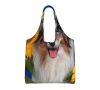 Pastor australiano,Bolsas de mano reutilizables, bolsas de supermercado, bolso de hombro de lona de gran capacidad