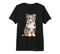 Pastor Australiano Cachorro Bosquejo Dibujo Arte Perro Amante Camiseta Premium