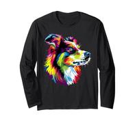 Pastor Australiano Colores Pop Art Pastores Aussie Perro Manga Larga