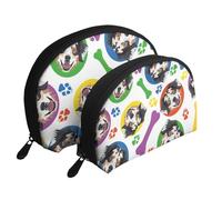 Pastor Australiano Colorido y juguetón, Bolsa de Maquillaje de Concha, Monedero pequeño para Mujer, Bolsa de artículos de tocador, Bolsa de cosméticos, 2 Piezas