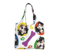 Pastor australiano colorido y juguetón,Bolsas de mano reutilizables, bolsas de supermercado, bolso de hombro de lona de gran capacidad