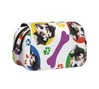 Pastor Australiano Colorido y juguetón Estuche para lápices portátil con Doble Concha y Cremallera