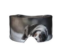 Pastor australiano de invierno blanco como la nieve, perros grises,Máscara para ojos con bloqueo de luz y protección ocular completa para dormir, orejeras y ojos.