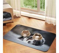 Pastor Australiano de Invierno Blanco como la Nieve, Perros Grises,Tapete para Comida de Mascotas, manteles Individuales de Cuero sintético para Gatos y Perros,30x45cm