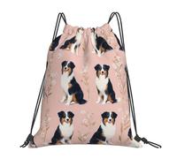 Pastor Australiano Flores Rosa Bolsa De Gimnasia Ligera Mochila Gimnasio Fácil De Doblar Bolsa De Deporte para Natación Vacaciones Merienda 36X42Cm