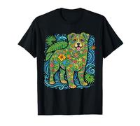 Pastor Australiano Flores Tropicales Perro Floral Vibes de Verano Camiseta