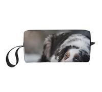 Pastor Australiano Invierno Blanco Nieve Perros Grises, Bolsa de Maquillaje Bolsa de cosméticos Bolsa de artículos de tocador de Viaje portátil Bolsa de Maquillaje
