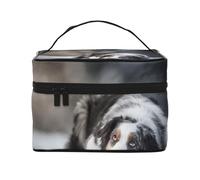 Pastor Australiano Invierno Blanco Nieve Perros Grises, Bolsa de Maquillaje Bolsa de cosméticos Bolsa de Aseo de Viaje portátil Estuche para lápices
