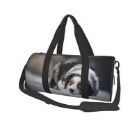 Pastor Australiano Invierno Blanco Nieve Perros Grises, Bolsa de Viaje de Gran Capacidad, Bolso Redondo, Bolsa de Viaje Deportiva, Bolsa de Mano, Bolsa de Fitness