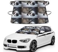 Pastor Australiano, Invierno, Nieve, Perros Grises,Funda Protectora para Parabrisas de Coche, Resistente a la Nieve, Hielo, Sol, Rayos UV, Polvo y Agua. Apta para la mayoría de los Coches.