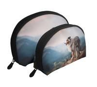 Pastor Australiano Montañas Aussie Pets Perros, Bolsa de Maquillaje de Concha, Monedero pequeño para Mujer, Bolsa de artículos de tocador, Bolsa de cosméticos, 2 Piezas