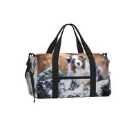 Pastor Australiano, Nieve, Invierno, Perros Hermosos,Bolso Deportivo Bandolera de Mano, Bolsa de Deporte, Bolsa de Viaje de Gran Capacidad para Mujeres y Hombres.