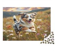 Pastor Australiano Prado Puzzle de 1000 Piezas Puzzle para Adultos Perro Campo Relajación Decoración Regalo 70x50cm/1000pcs