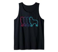 Pastor australiano Retro Silhouette Synthwave Perro estético Camiseta sin Mangas