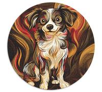 Pastor australiano rompecabezas 1000 piezas pintura abstracta animal ronda rompecabezas juego casual decoración del hogar para adultos niños 1000pcs (67.5x67.5cm)