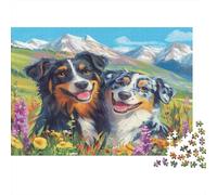 Pastor Australiano Rompecabezas Imposible,desafío para Adultos Nieve montaña Pradera Entretenimiento Creativo 1000 Piezas Obra De Arte De Juego De para Adultos Y Niños 1000pcs (75x50cm)