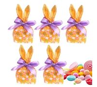 Pastor Bunny Treat Bolsas, bolsas de dulces de Pascua, Bunny Ears Godie Bolss Almacenamiento de dulces, 5x bolsas de regalo reutilizables con, favores de fiesta, decoraciones de Pascua suministros pa