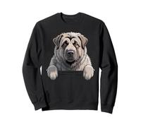 Pastor caucásico Divertido Peeking Gentle Fluffy Giant Dog Sudadera