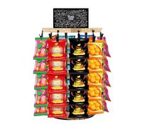 Pastor De Pantalla De Estante De Chips, Organizador De Bocadillos De 40 Clips, Soporte De Chips De Base De Madera Giratoria 22x42.5cm/8.66x16.73 Pulgadas Diseño/compacto De Ahorro De Espacio Y Organiz