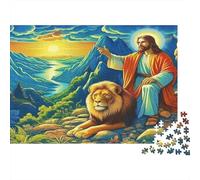 Pastor del Valle con león Puzzle de 1000 Piezas Papel para Adultos Amanecer en la montaña Juego Relajante Regalo Familiar 70x50cm/1000pcs