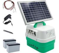 Pastor eléctrico solar Llampec Mod.40S con panel 12V 10W incluido - 4,5 J, 10.000 V y 45 km de alcance - Ideal para ganado equino, vacuno, porcino, ovino y animales salvajes - Fabricado en España