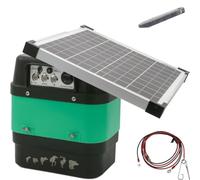 Pastor eléctrico solar Llampec Mod.50S con panel 12V 20W incluido - 6,3 J, 10.000 V y 75 km de alcance - Ideal para ganado equino, vacuno, porcino, ovino y animales salvajes - Fabricado en España
