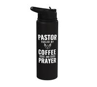 Pastor Fueled By Coffee and Prayer Funny Inspiring Christian Stainless Steel Insulated Water Bottle