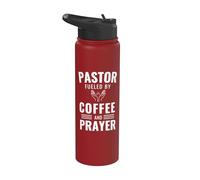 Pastor Fueled By Coffee and Prayer Funny Inspiring Christian Stainless Steel Insulated Water Bottle