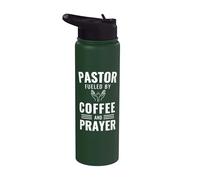 Pastor Fueled By Coffee and Prayer Funny Inspiring Christian Stainless Steel Insulated Water Bottle