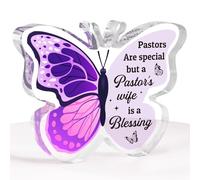 Pastor’s Wife Appreciation Gifts - Engraved Butterfly-shaped Acrylic Plaque 3.9x3.3 inch, Pastor Appreciation Day Gifts, Thank You Gifts Christian Birthday Christmas Gifts for Pastor’s Wife